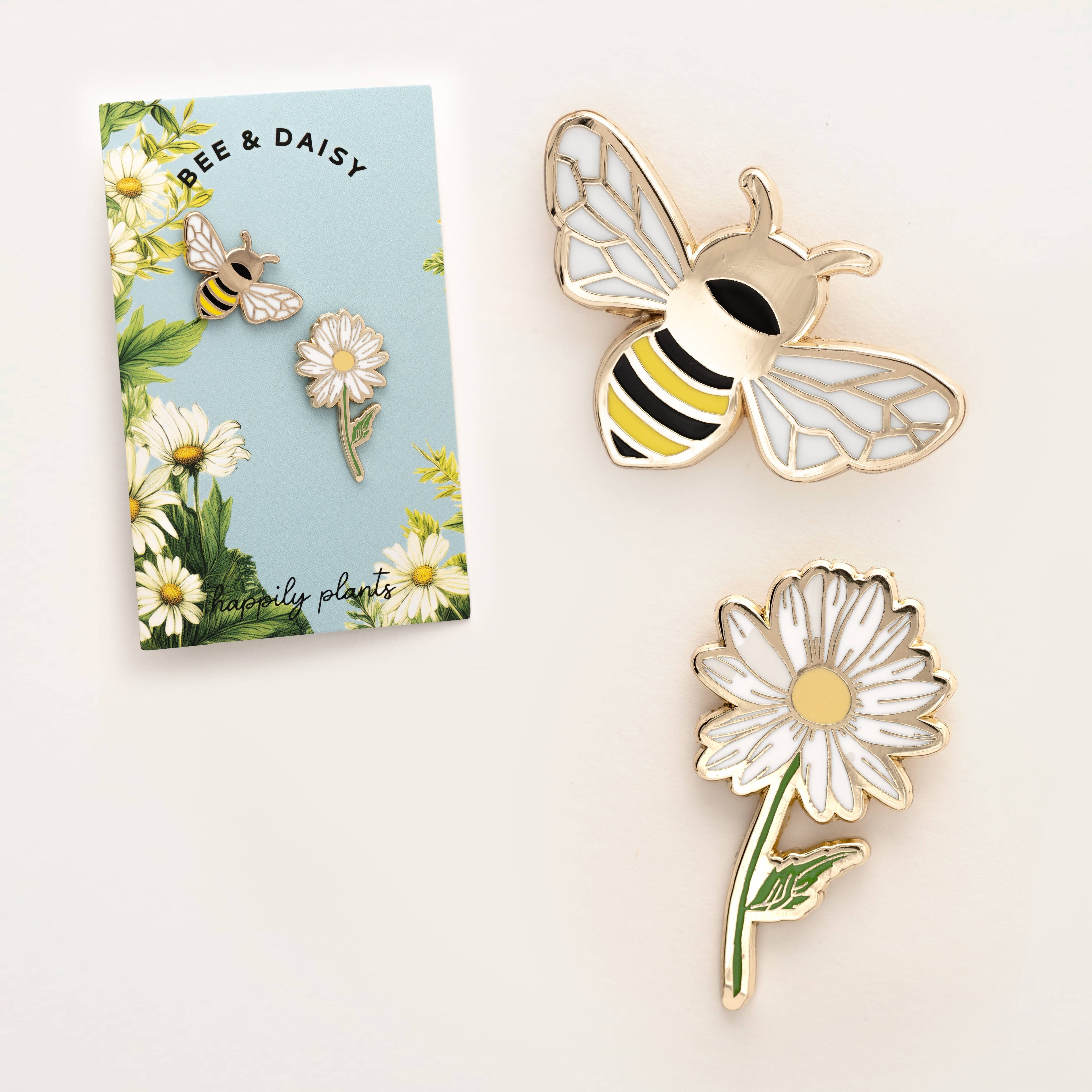 Bee & Daisy Flower Pin Set