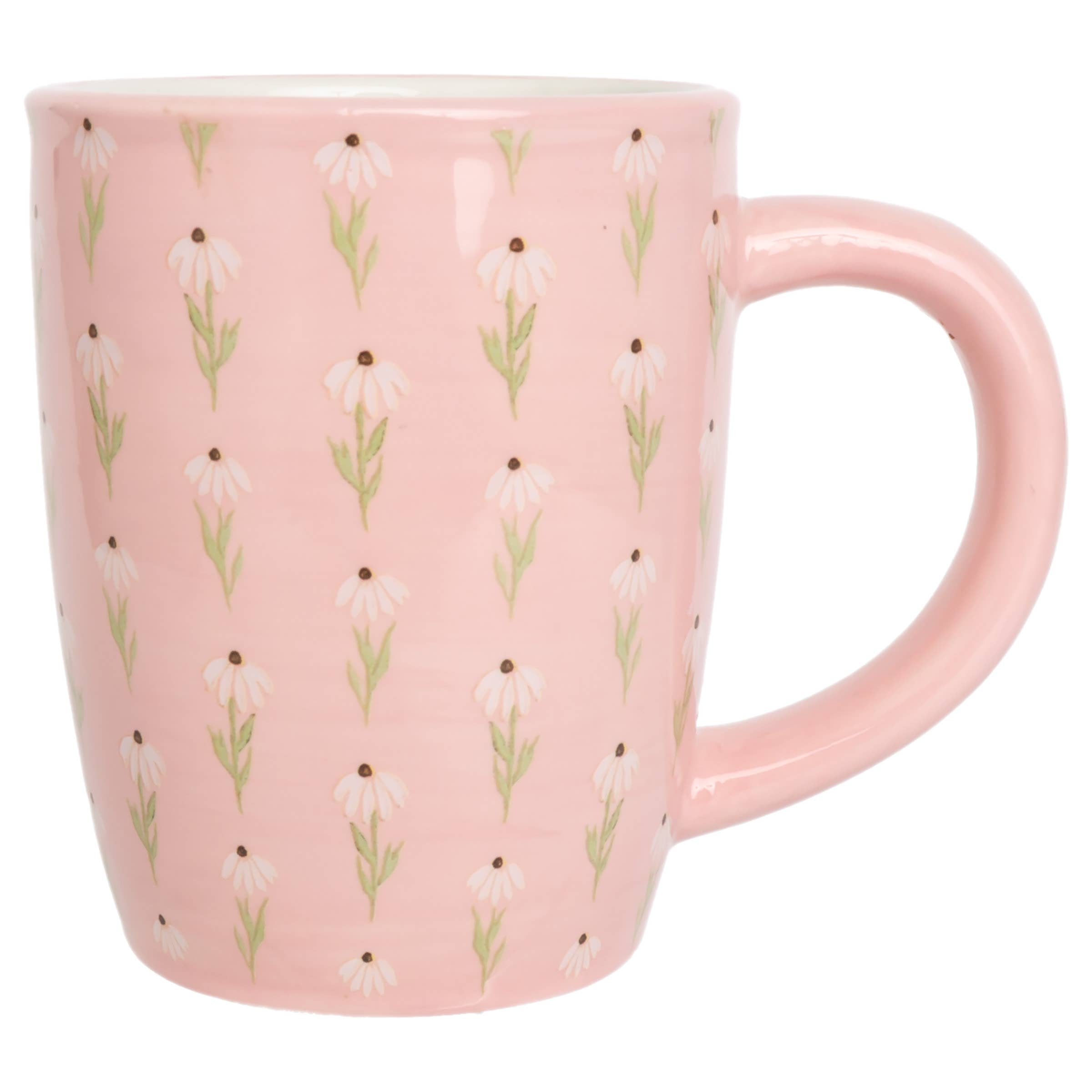 14 Oz. Pink Daisy Ceramic Mug