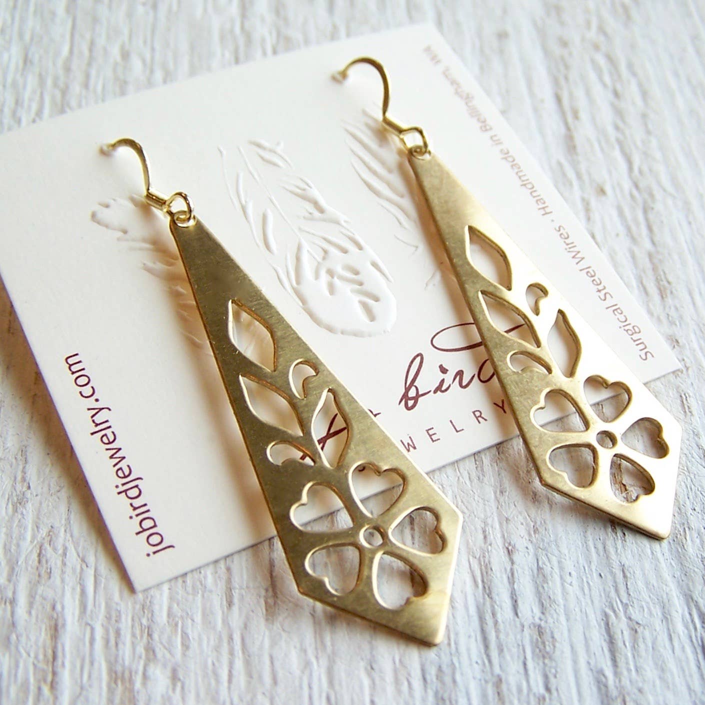 Brushed Gold Violet Earrings