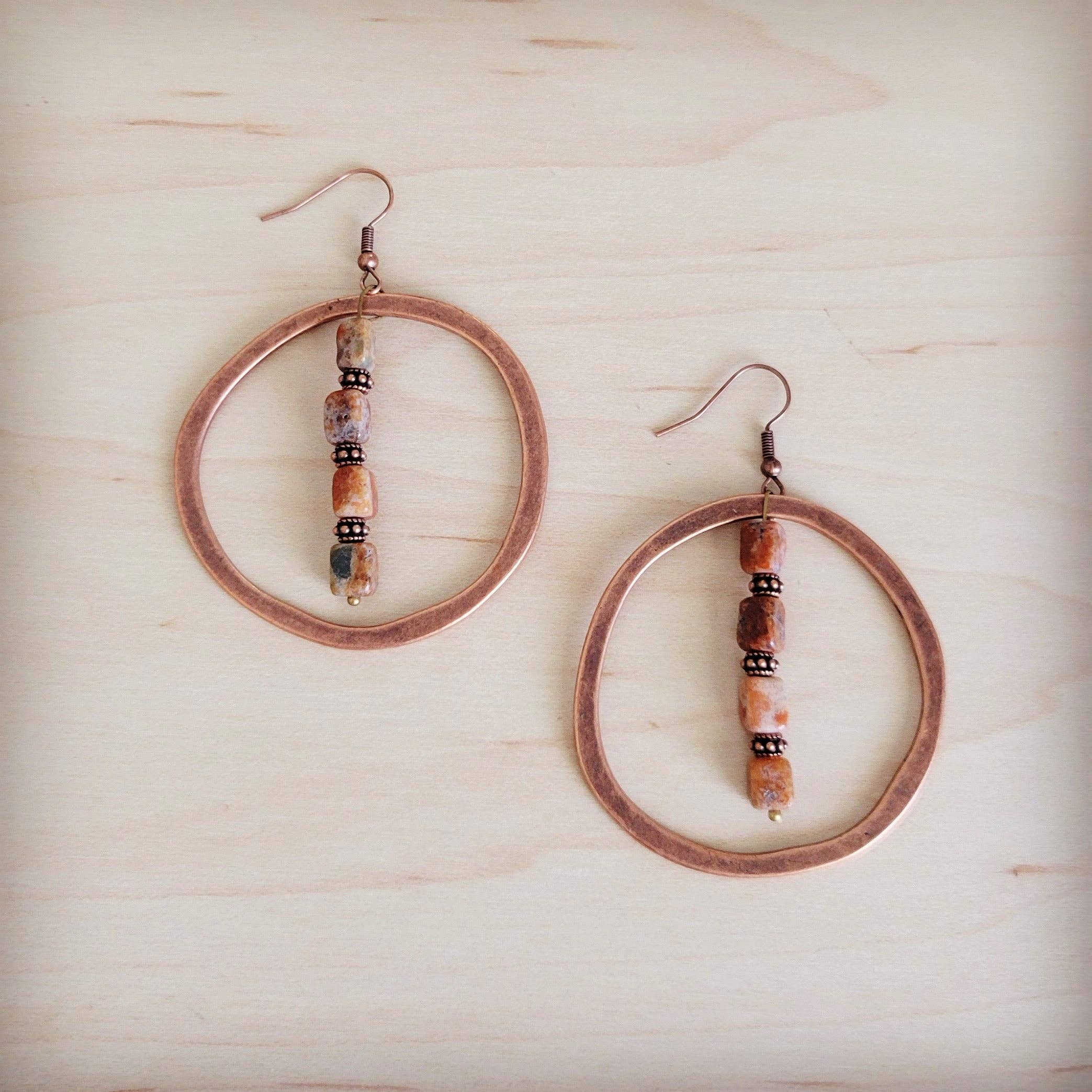 Western Copper Hoop Earrings w/ Earth Regalite