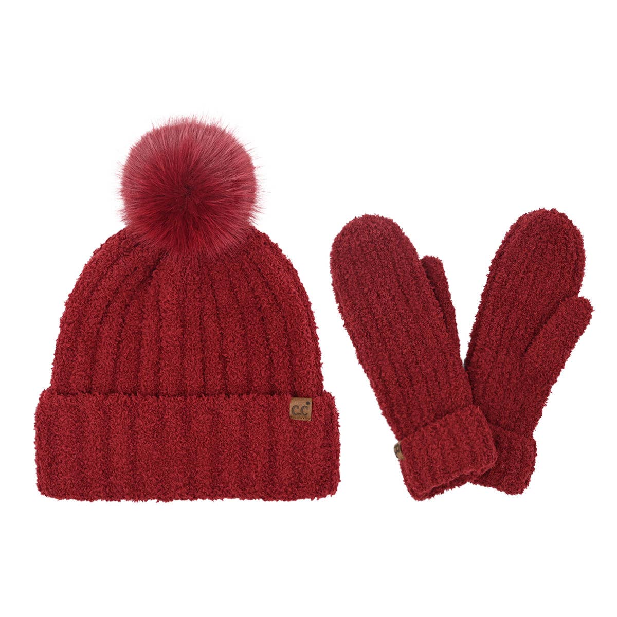 Cozy Yarn Hat and Mitten Set C.C Beanie