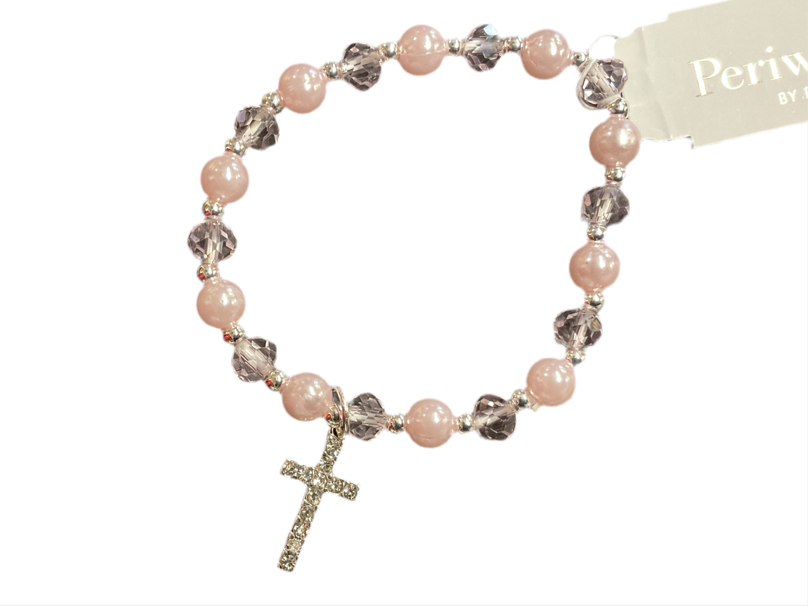 Little Love Crystal Cross Bracelet Pink