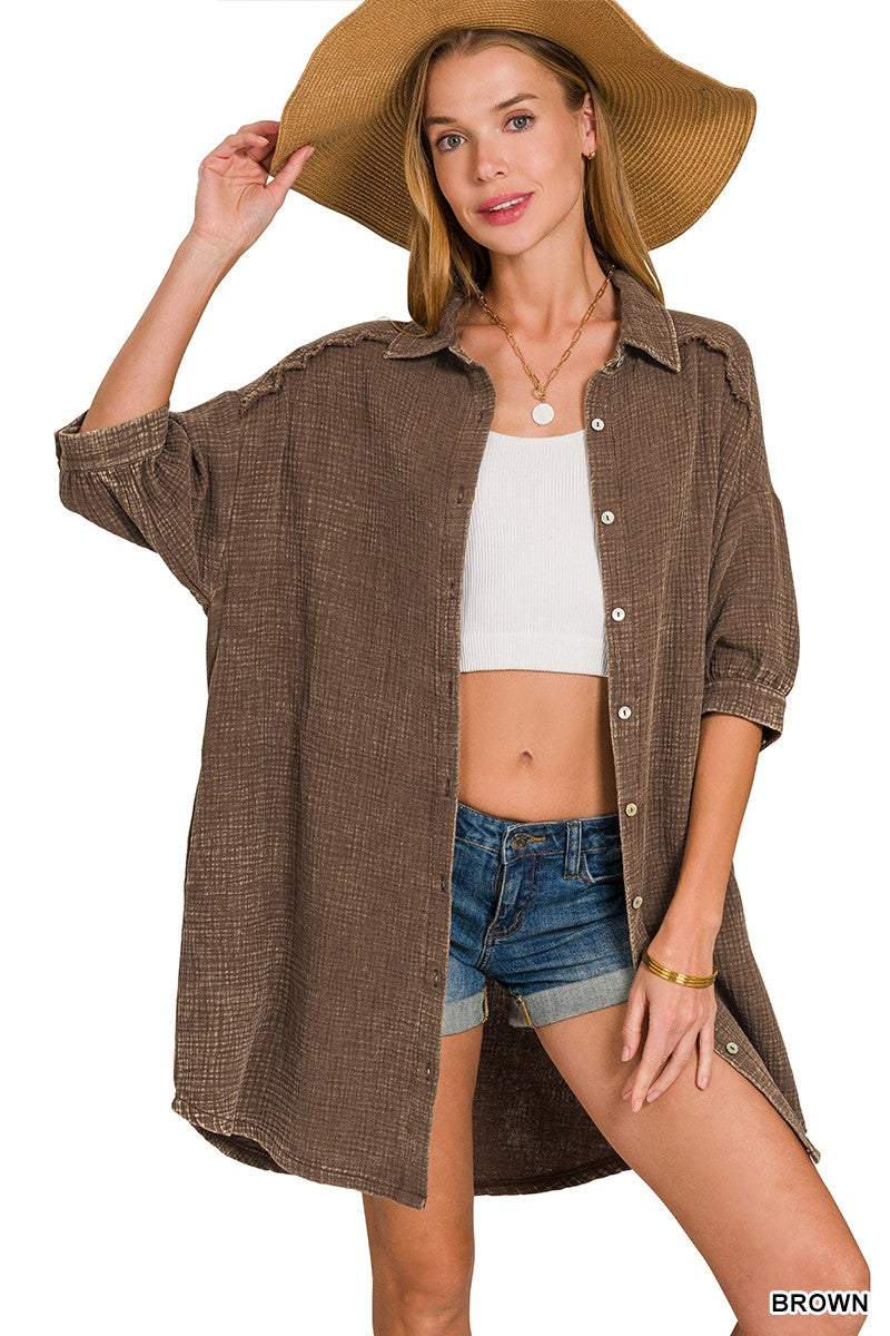 Savanah Gauze Shirt Dress