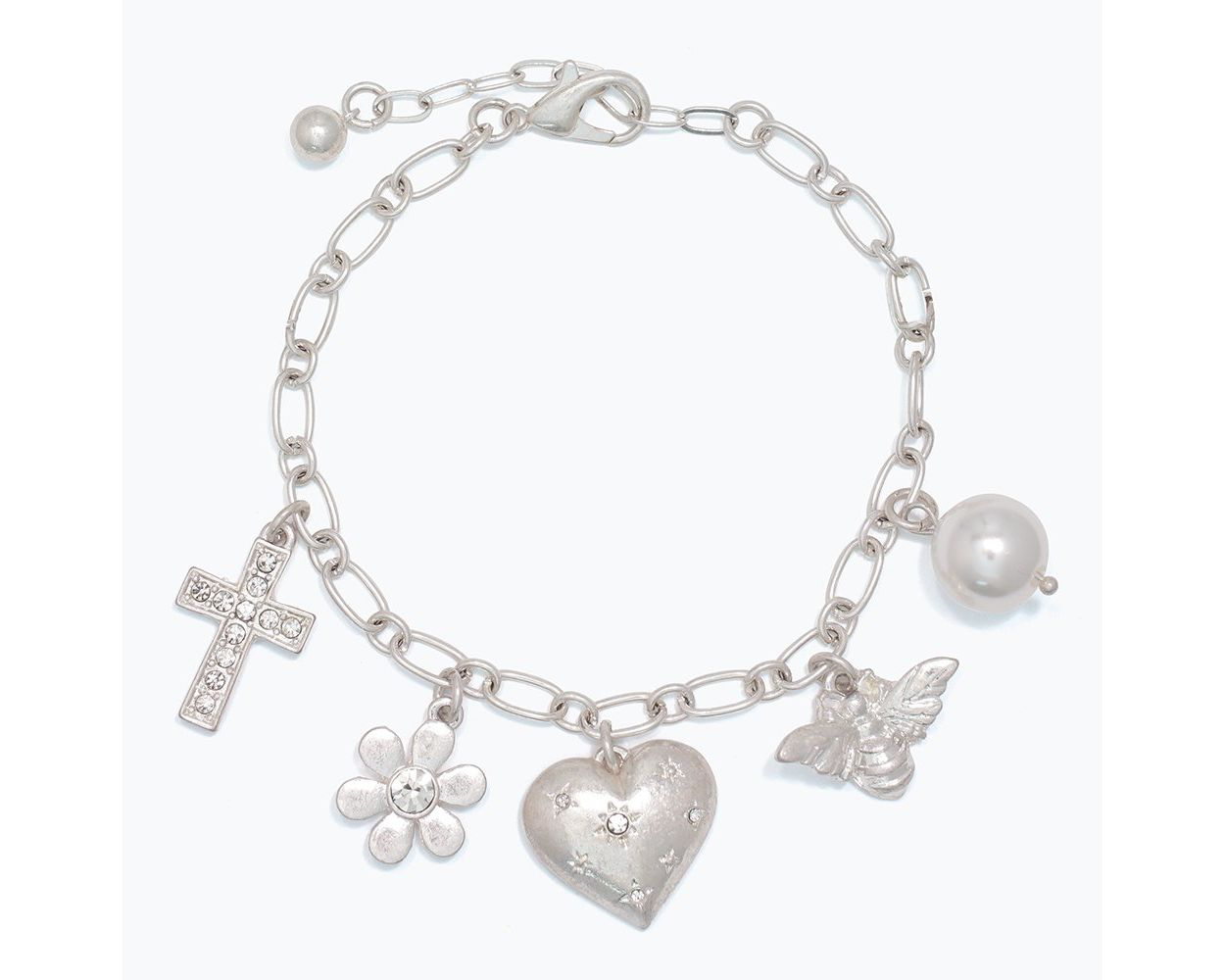 Burnished Silver Bracelet with Charms