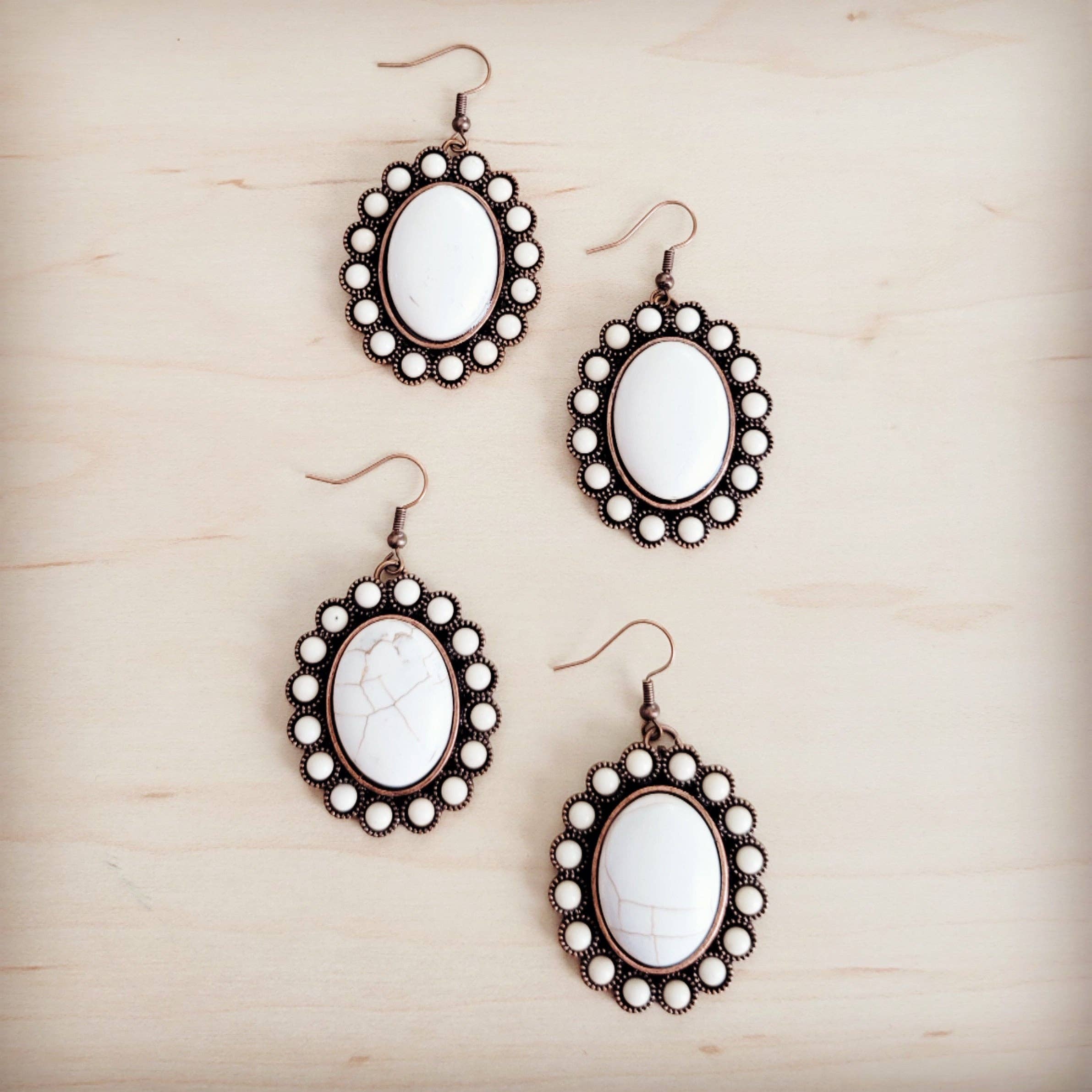 Victorian Oval Cabochon Drop Earrings
