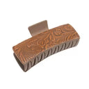 Brown Embossed Blossom Ridge Claw Clip