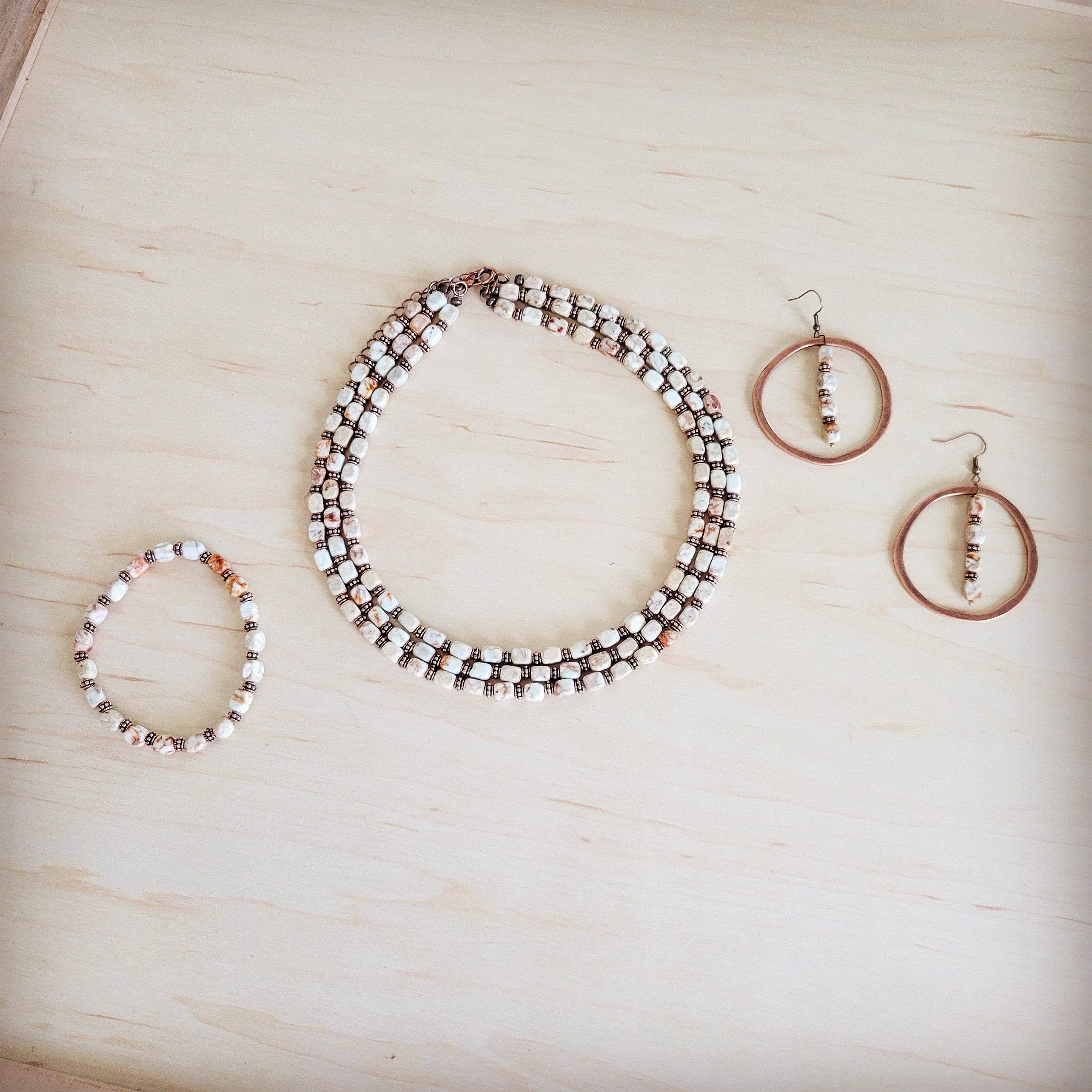 Western Copper Hoop Earrings w/ Sandstone Regalite