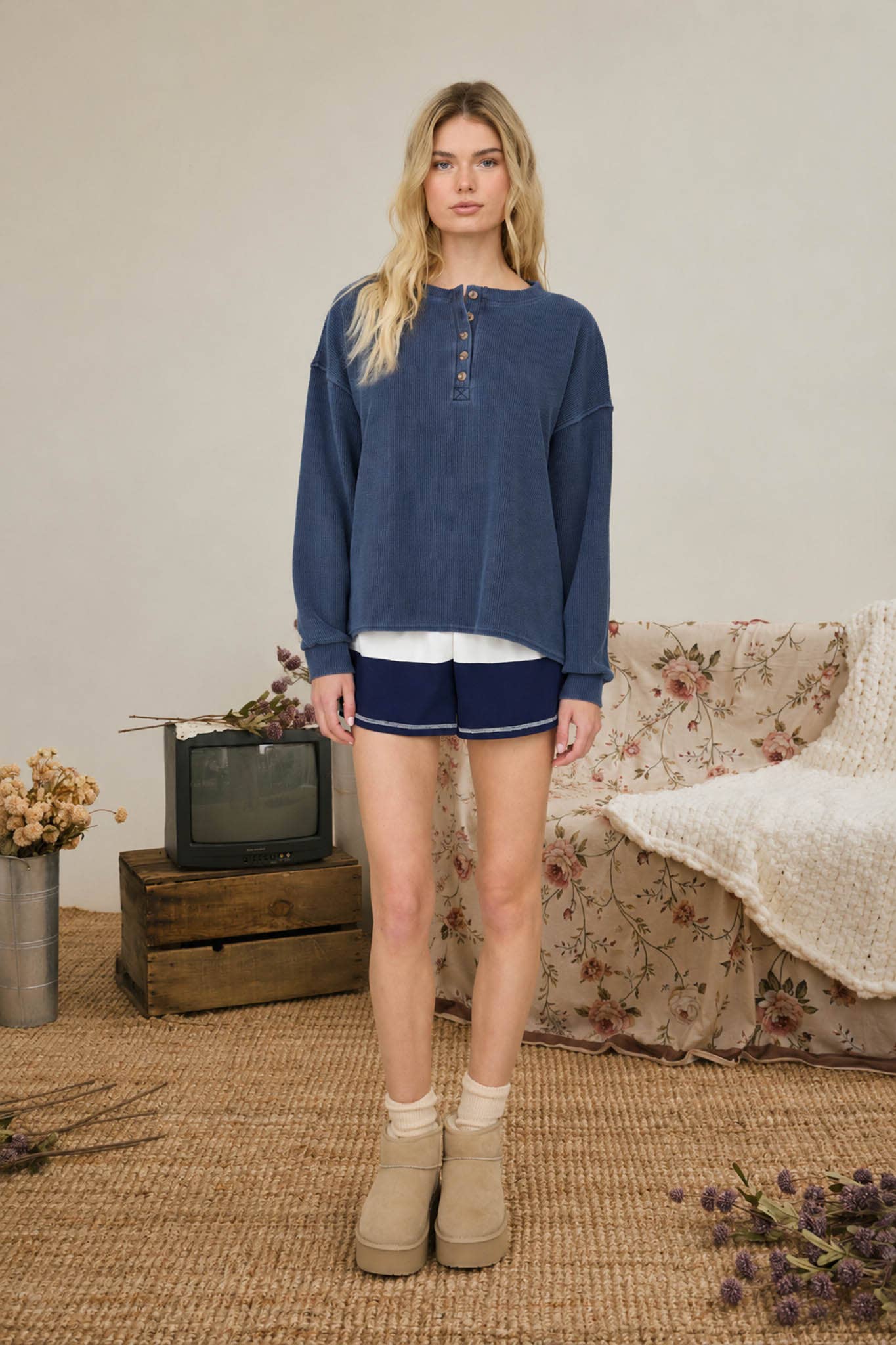 Juniper Ribbed Henley Sweater