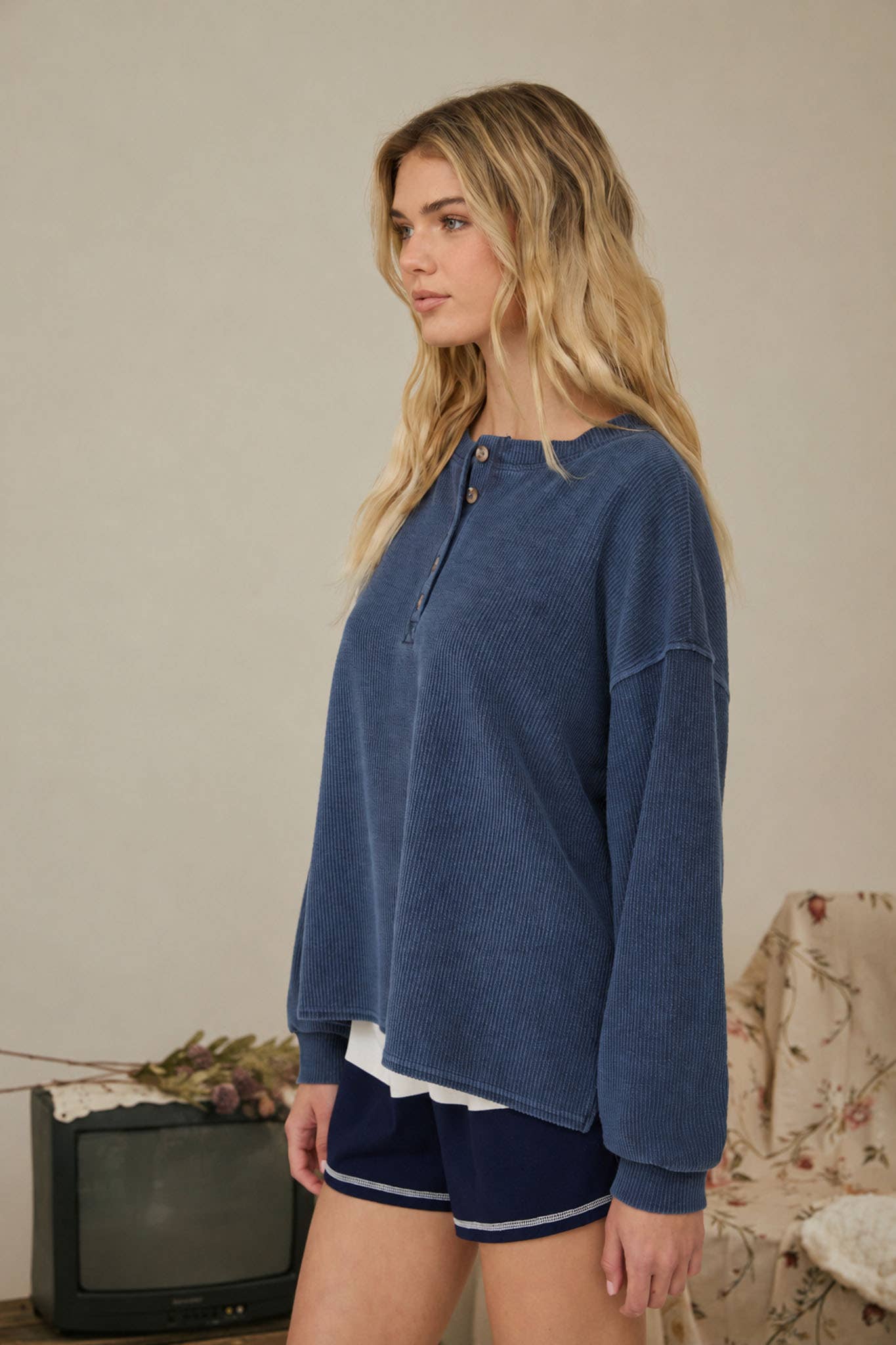 Juniper Ribbed Henley Sweater