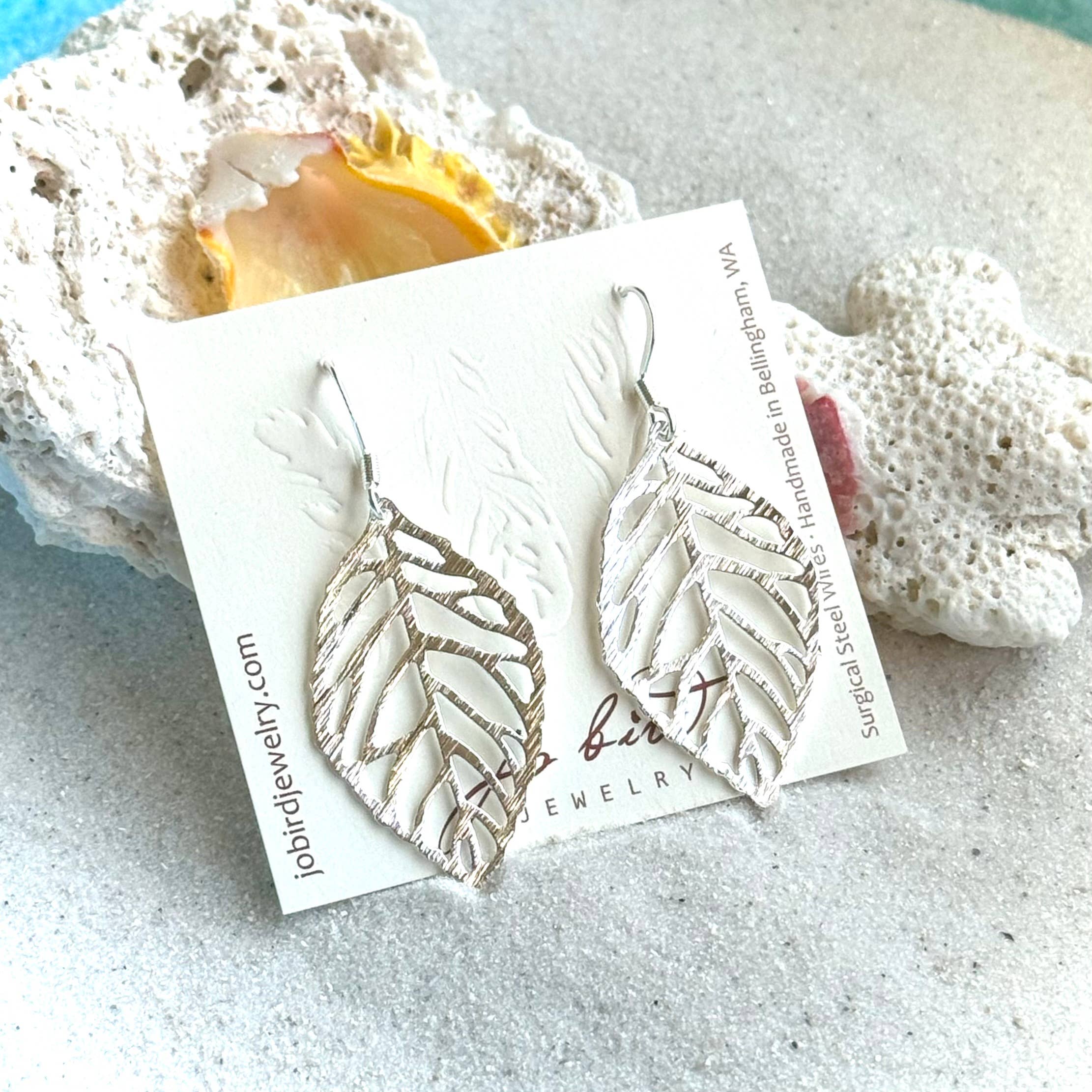 Brushed Gold & Silver Orovale Leaf Earrings
