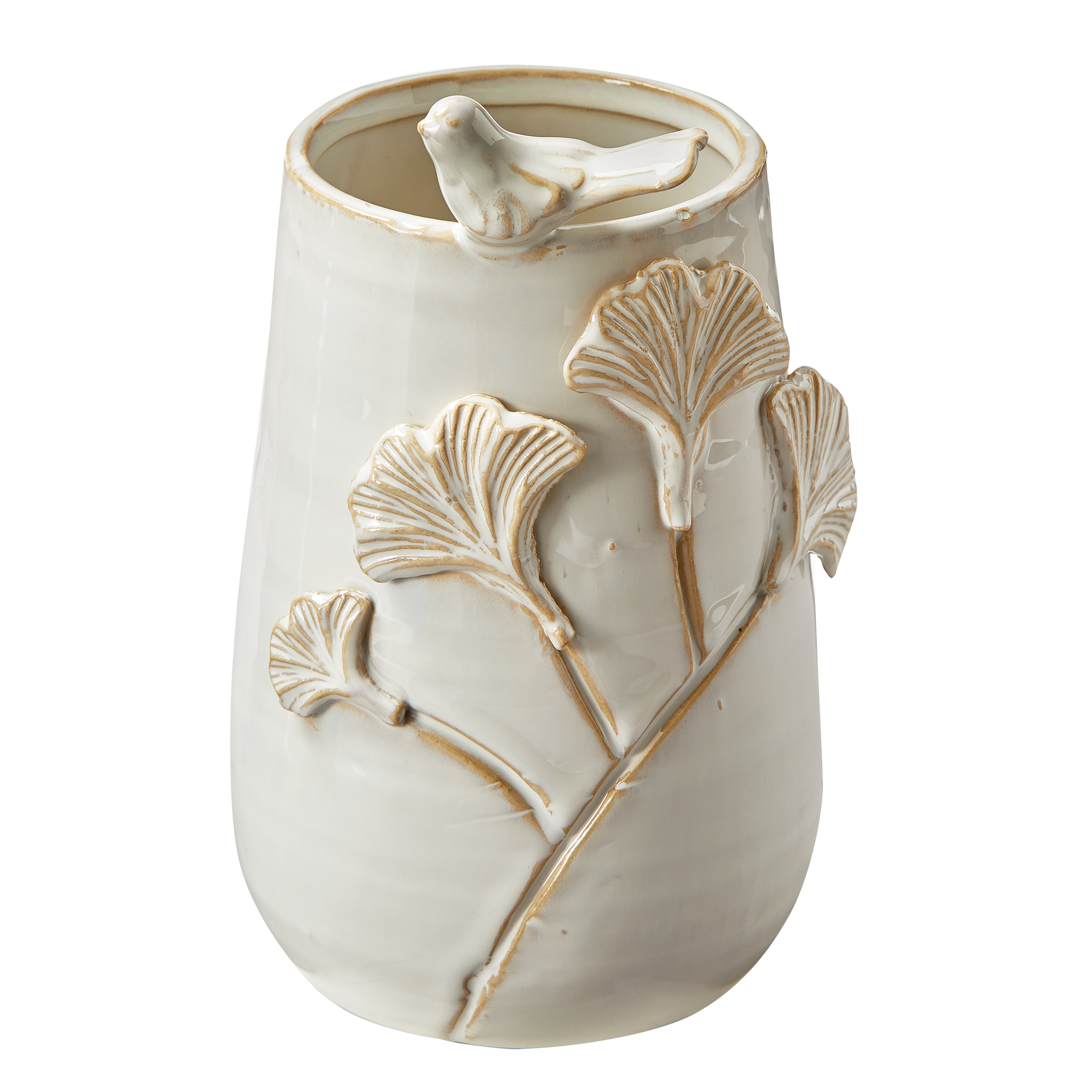 Sitting Bird Vase White Stoneware Spring