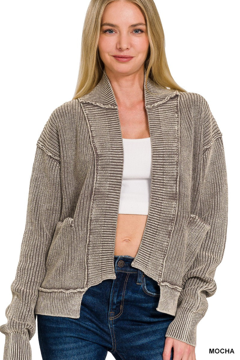 Evelynn Washed Dropped Shoulder Cardigan