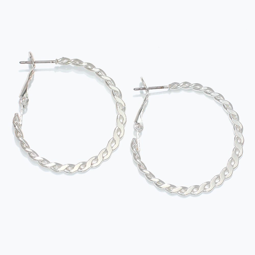 Silver Weave Hoops