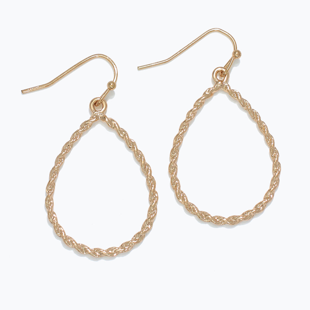Twisted Gold Teardrops Earrings