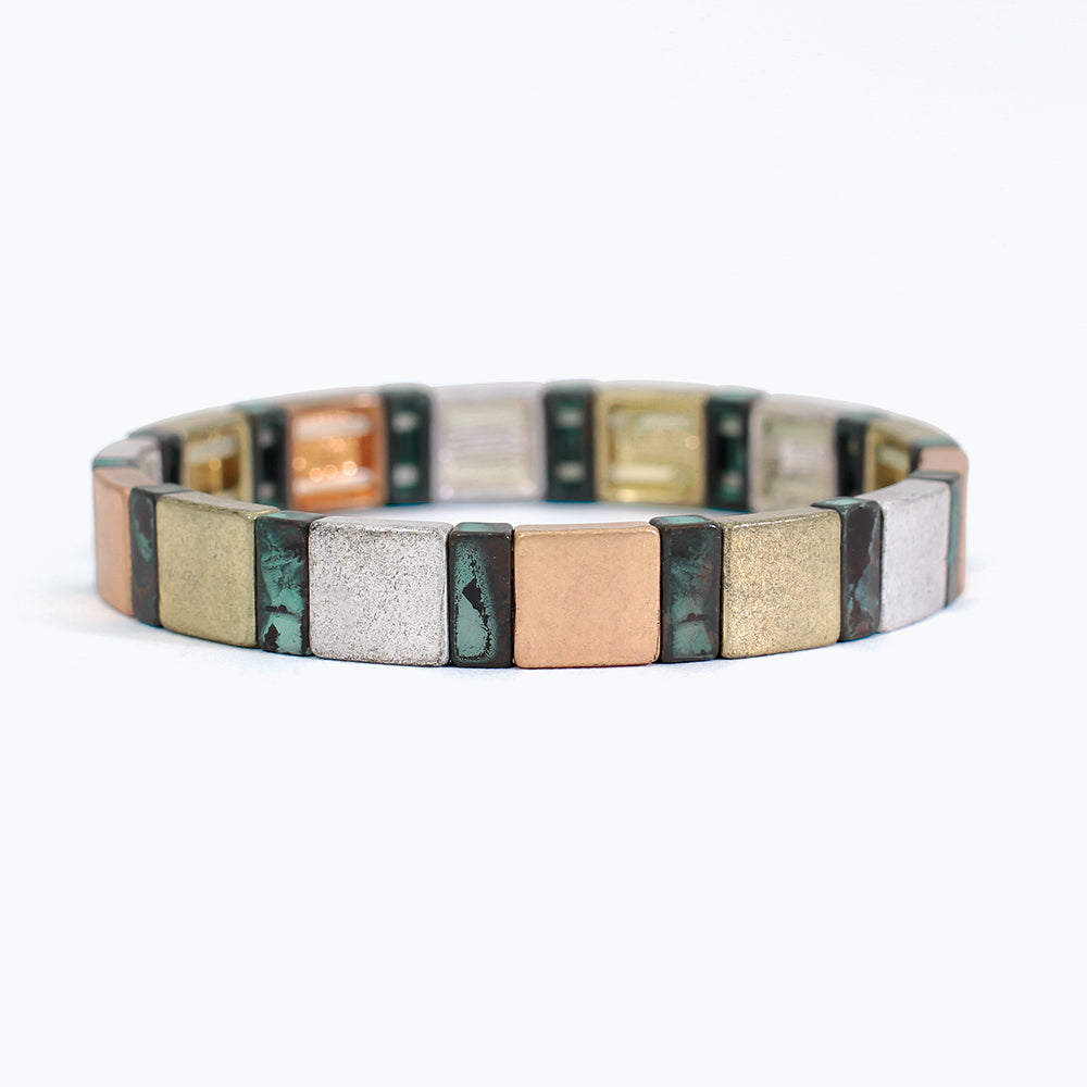 Patina+TriTone Squares Bracelet