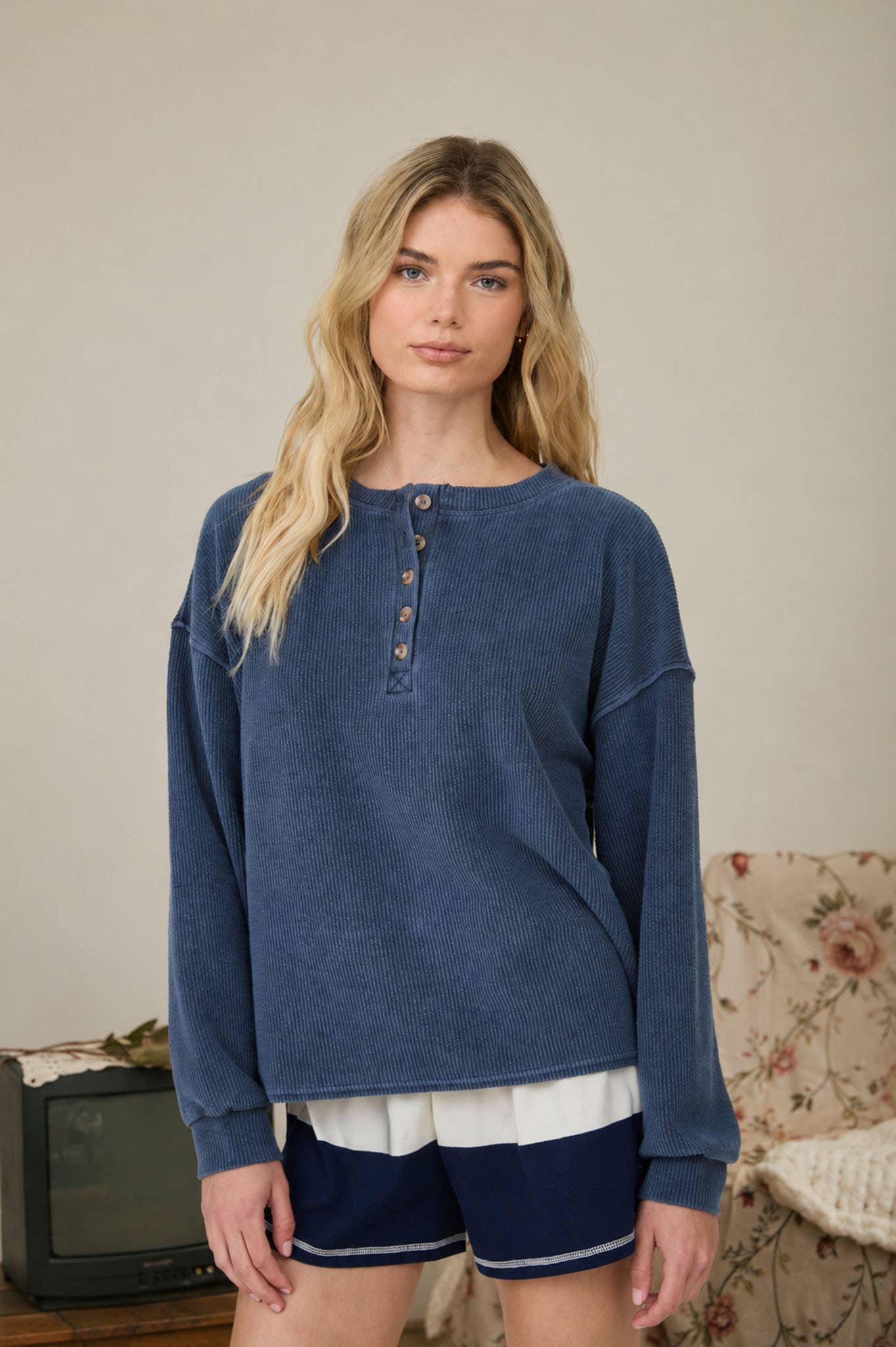 Juniper Ribbed Henley Sweater
