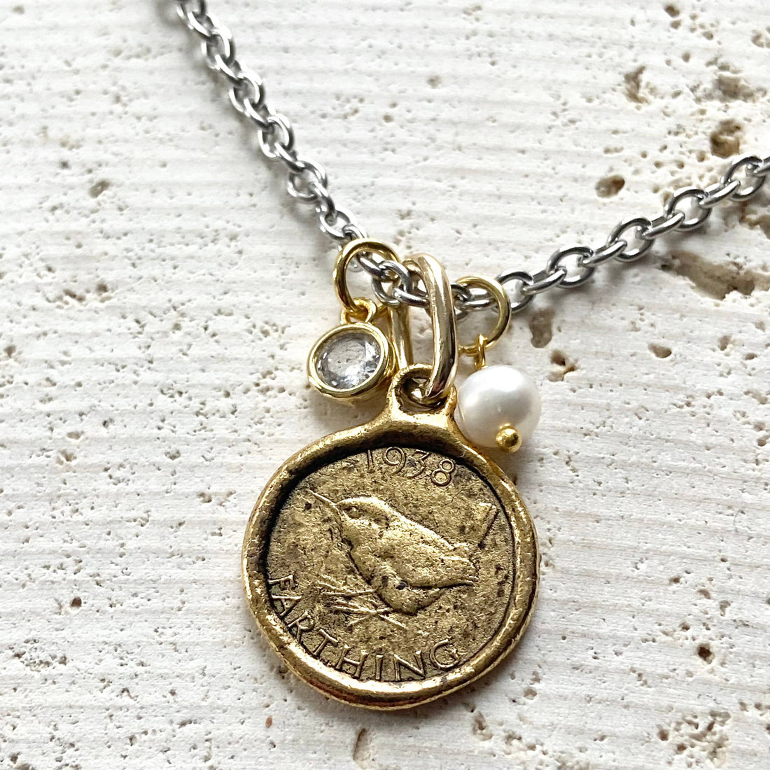 English Farthing coin necklace