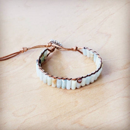 Woven Amazonite Stacked Stone Beaded Bracelet