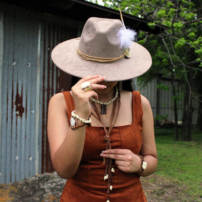 Rustic Knotted Leather Cord Necklace with White Turquoise