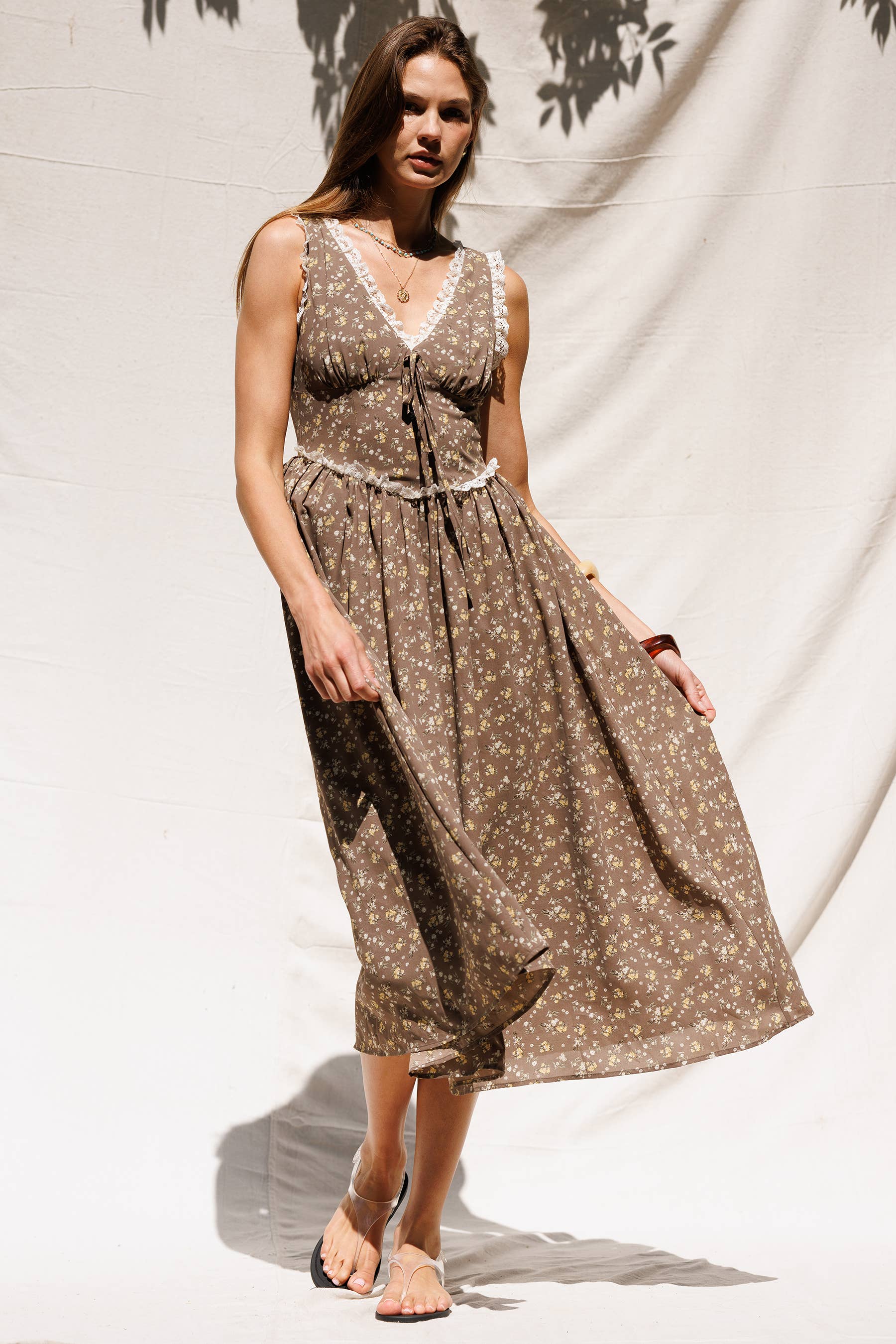 Ophelia Floral Midi Dres