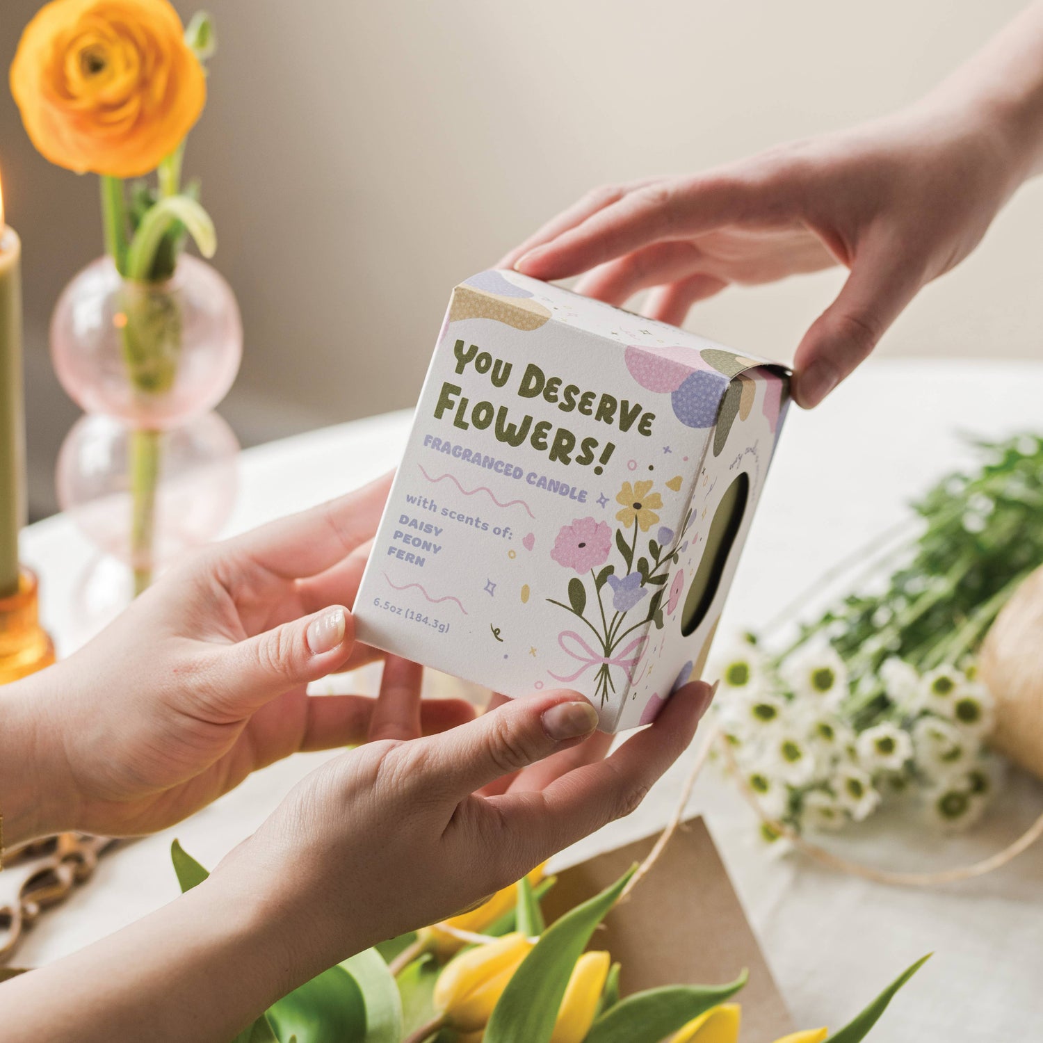 You Deserve Flowers! Candle