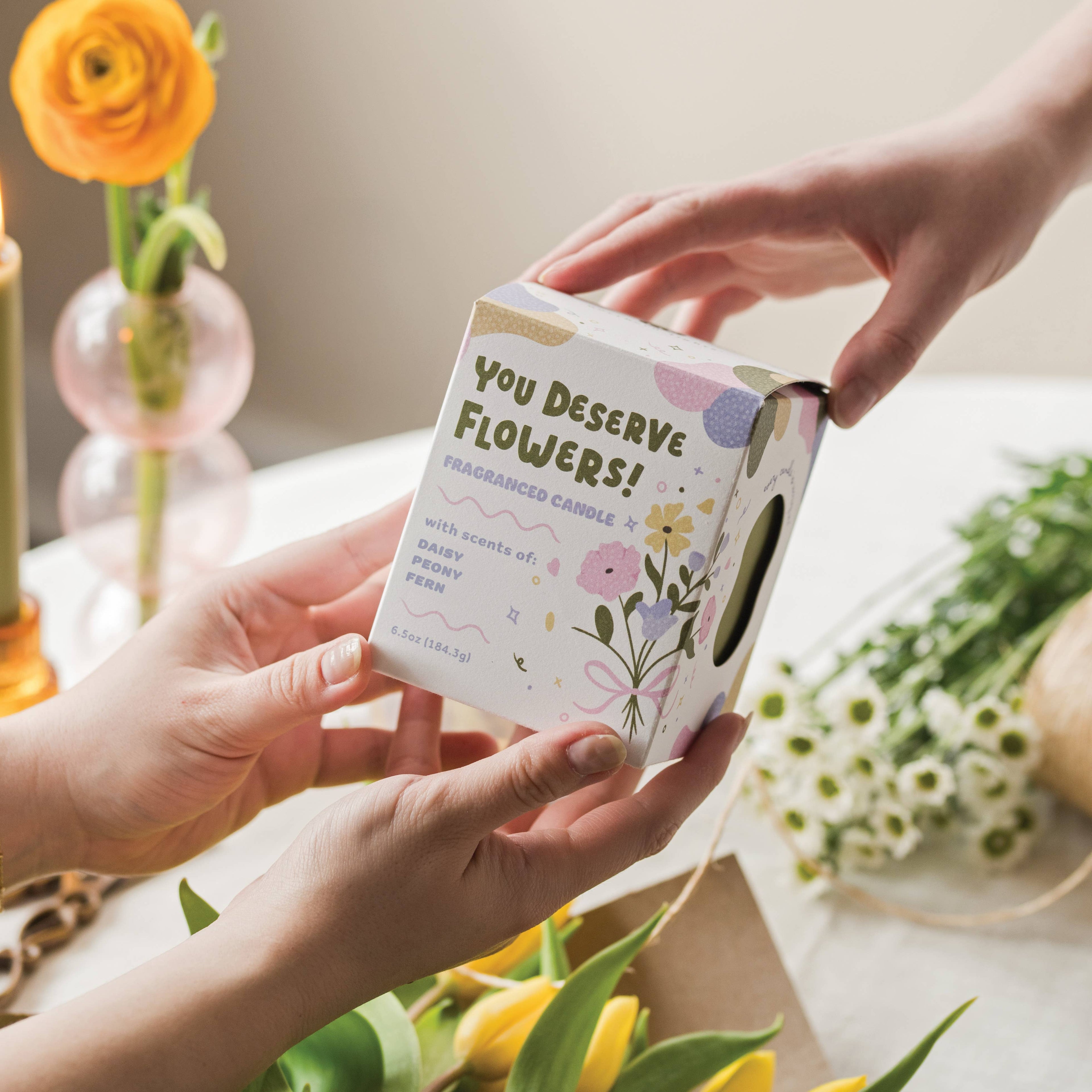 You Deserve Flowers! Candle