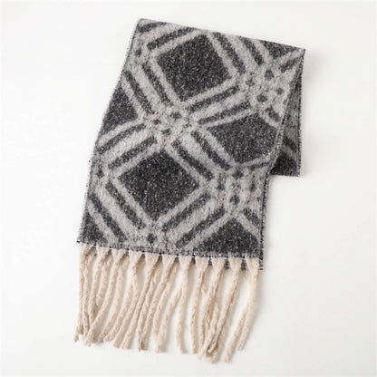 Autumn and winter geometric tassel shawl scarf