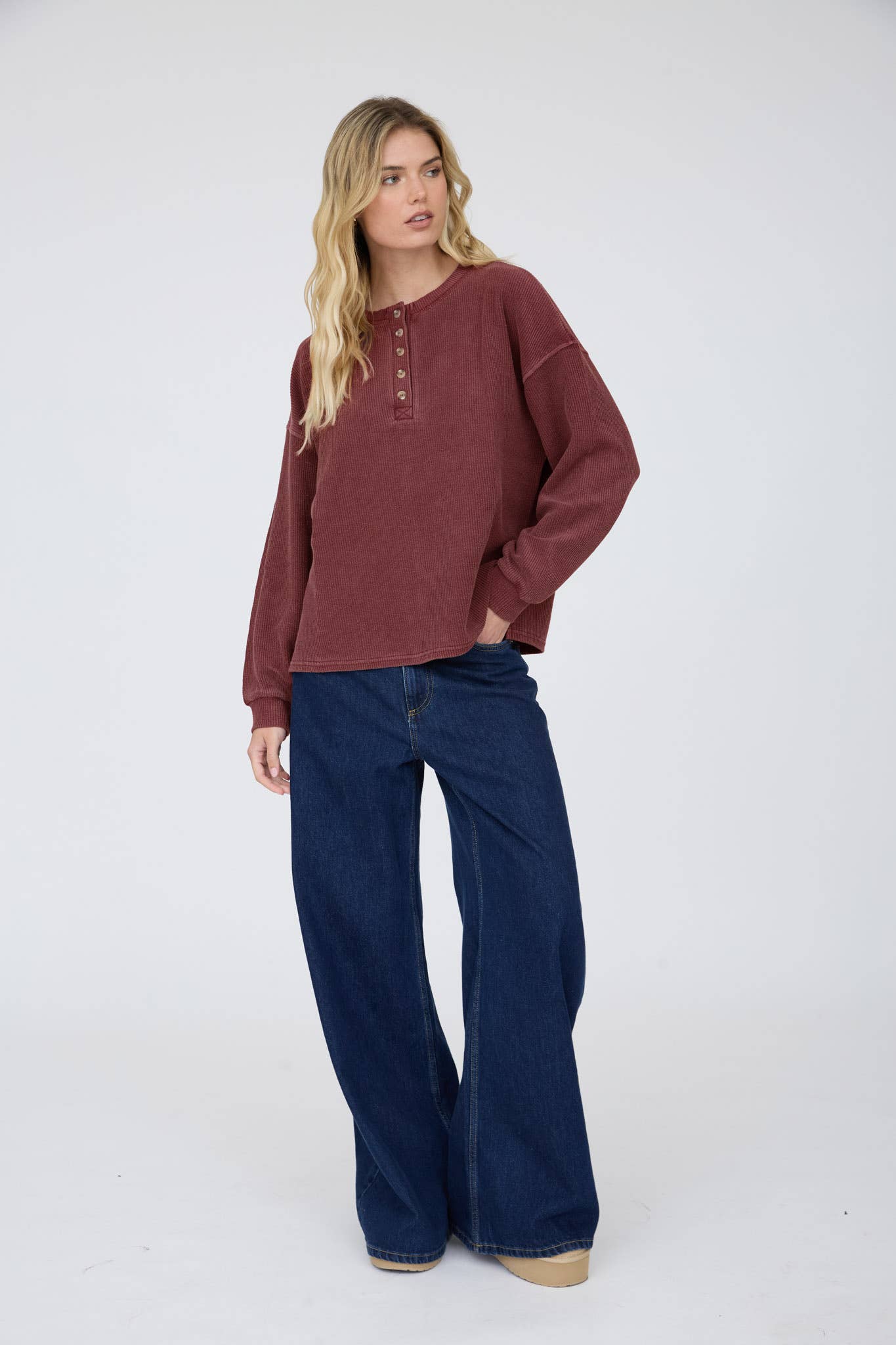Juniper Ribbed Henley Sweater