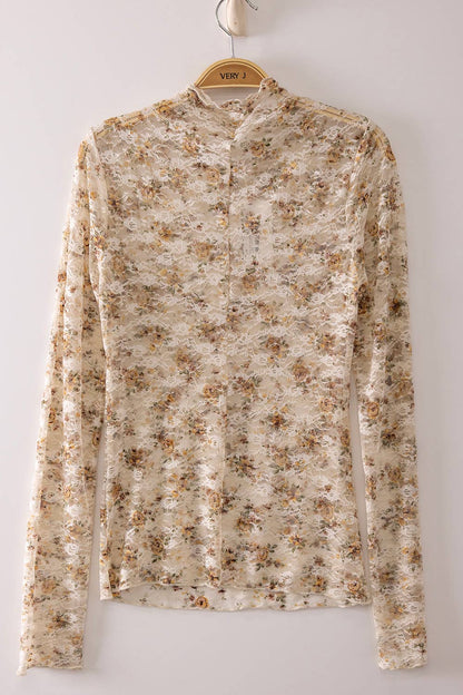 Meadow High Neck Mesh Lace Top