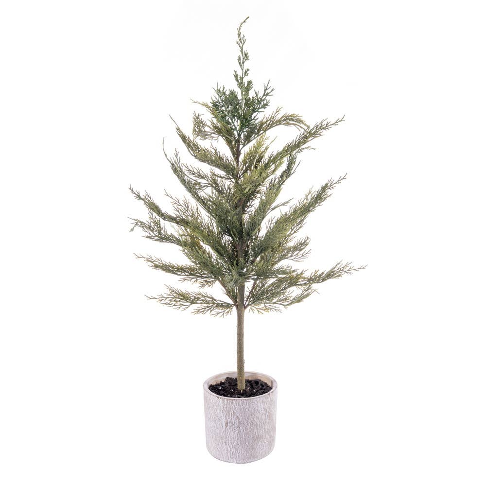 34" Artificial Green Cedar Sapling Potted