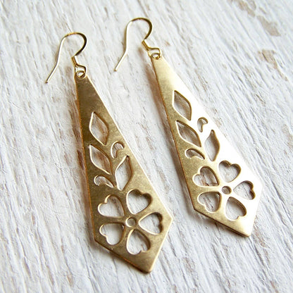 Brushed Gold Violet Earrings