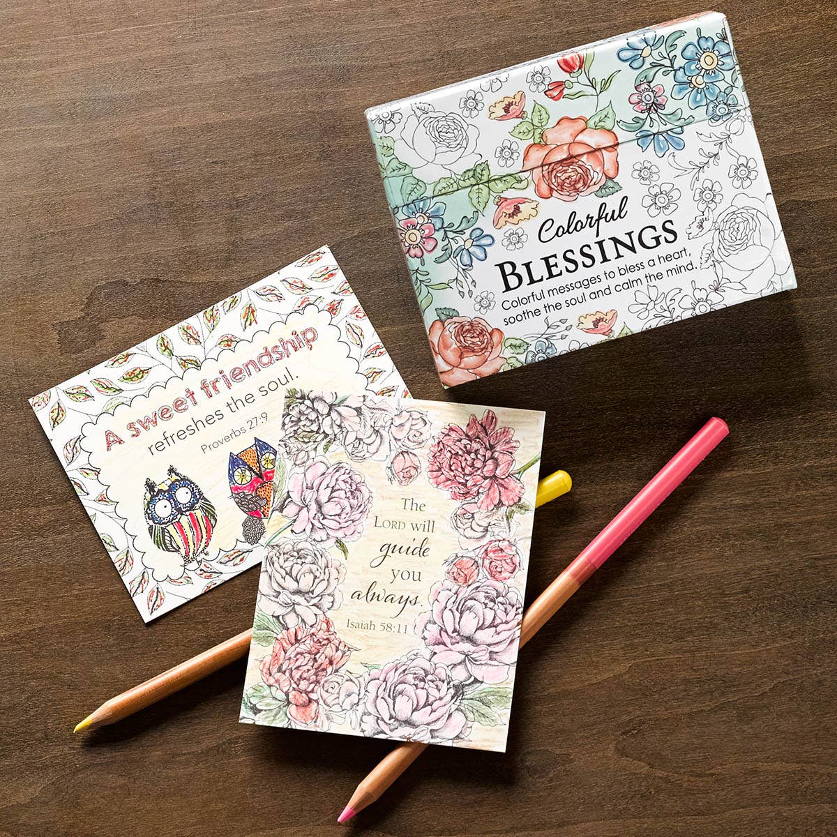 Coloring Cards Boxed Colorful Blessings