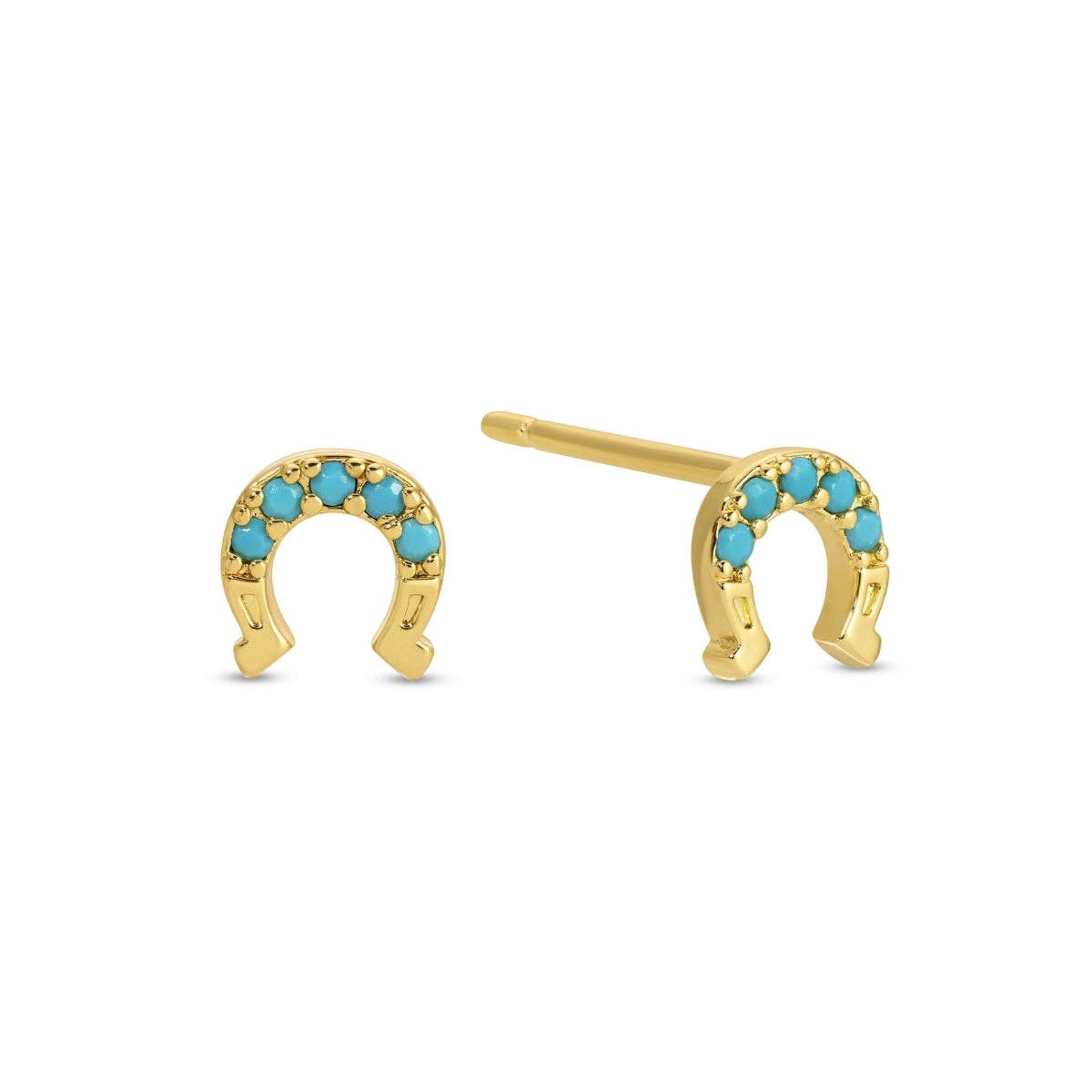 Light Blue Horseshoe Studs On Velvet Tag