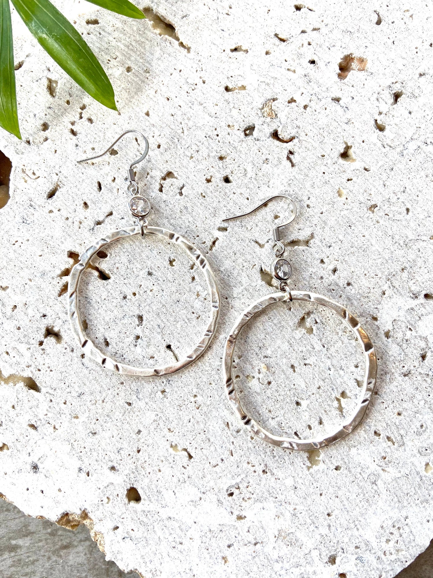 Silver earrings hoops artisan jewelry