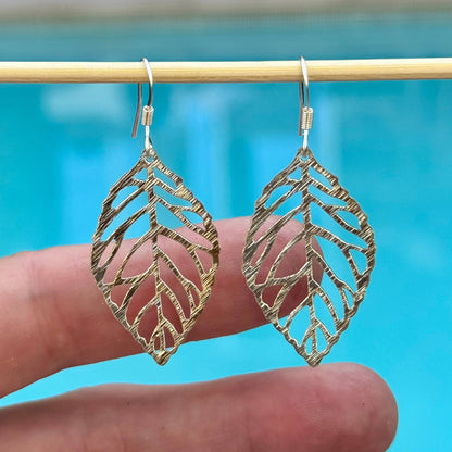 Brushed Gold &amp; Silver Orovale Leaf Earrings