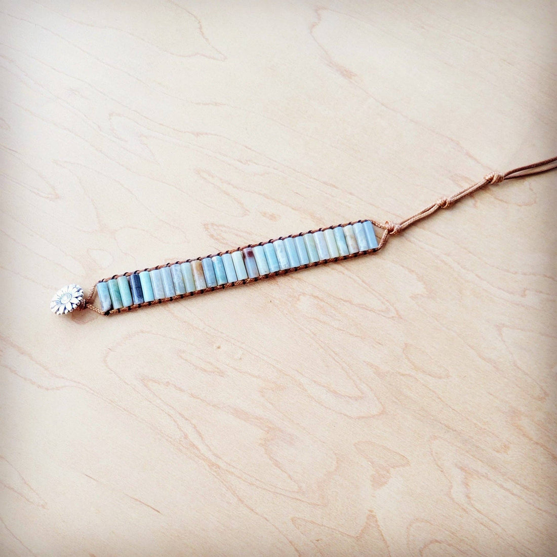 Woven Amazonite Stacked Stone Beaded Bracelet