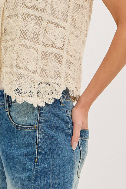 Thelma Crochet Button Up Vest