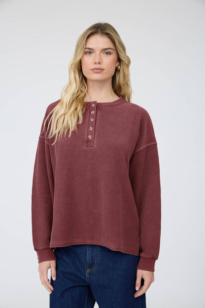 Juniper Ribbed Henley Sweater