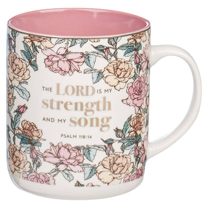 Mug My White/Pink Roses Strength &amp; My Song Ps. 118:14