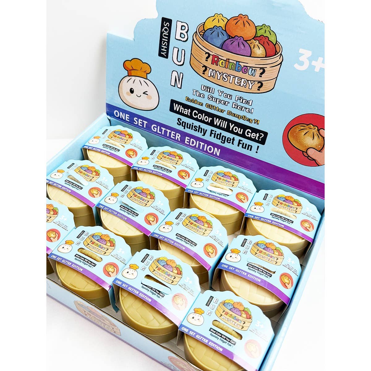 Mini Glittered Dumpling Squishy with Steamer