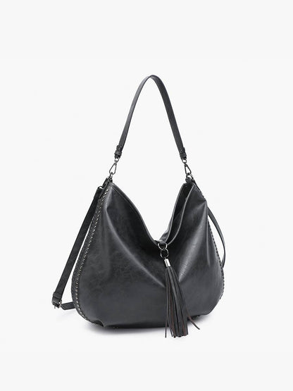 Demi Distressed Slouchy Hobo w/ Tassel
