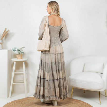 Mae Smocked Patchwork Maxi Dress