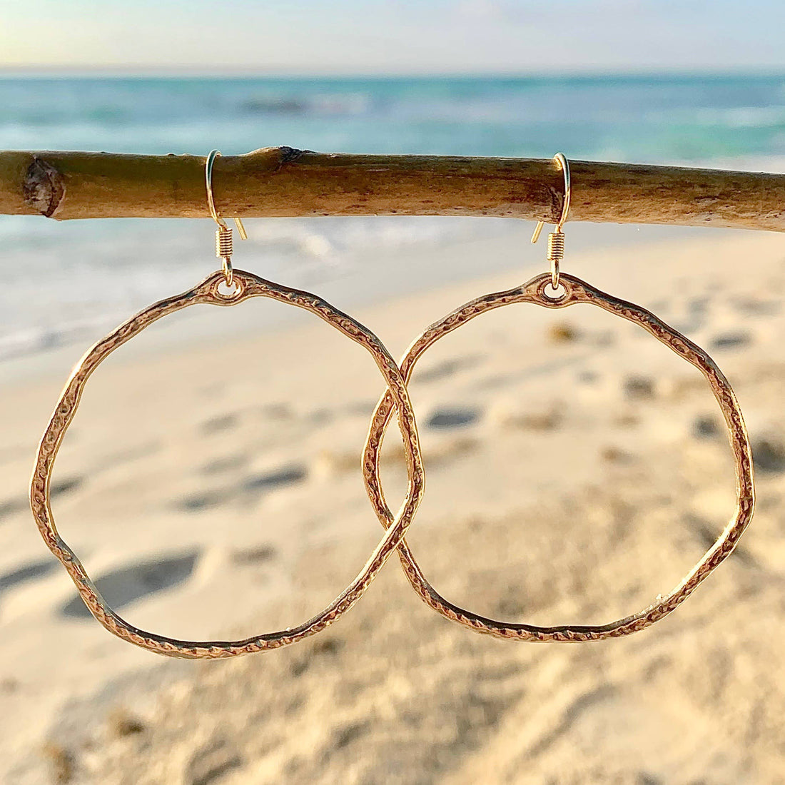 Large Gold Hammered Hoops