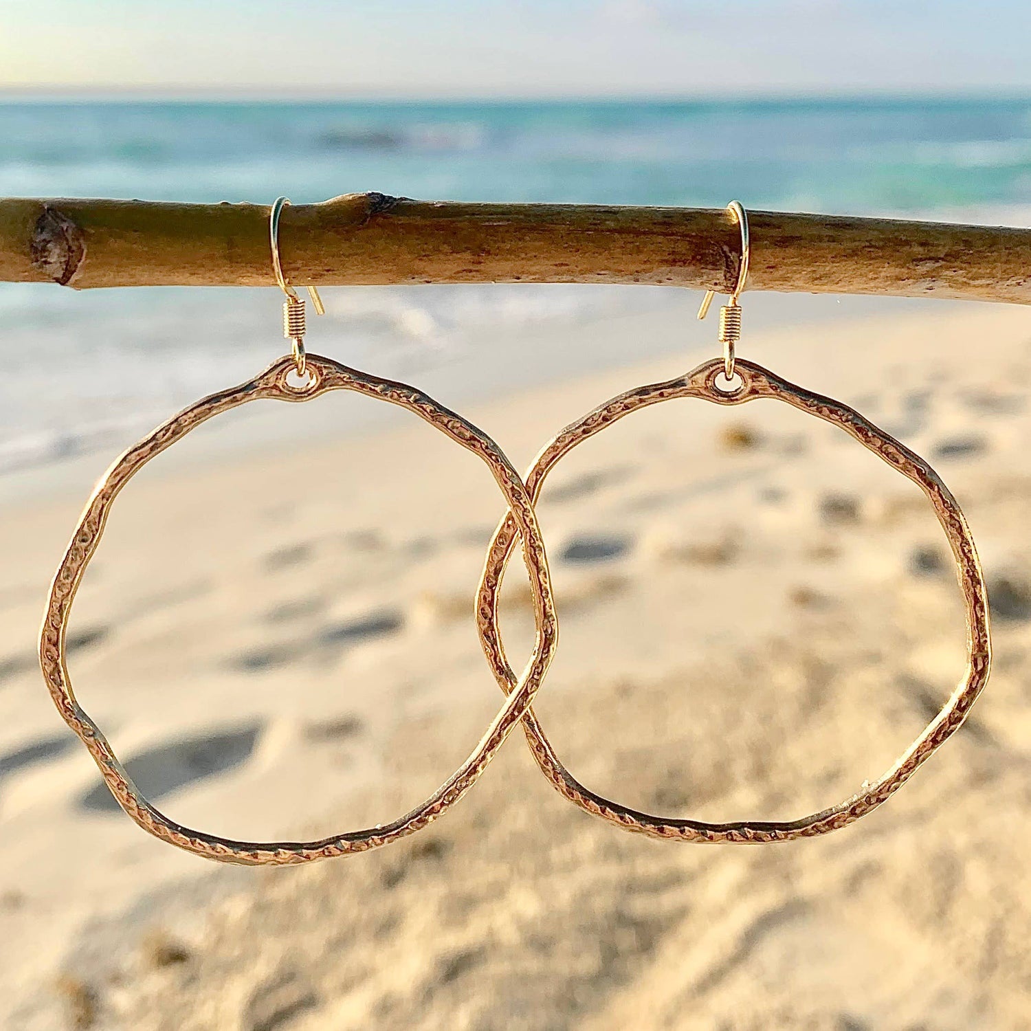 Large Gold Hammered Hoops