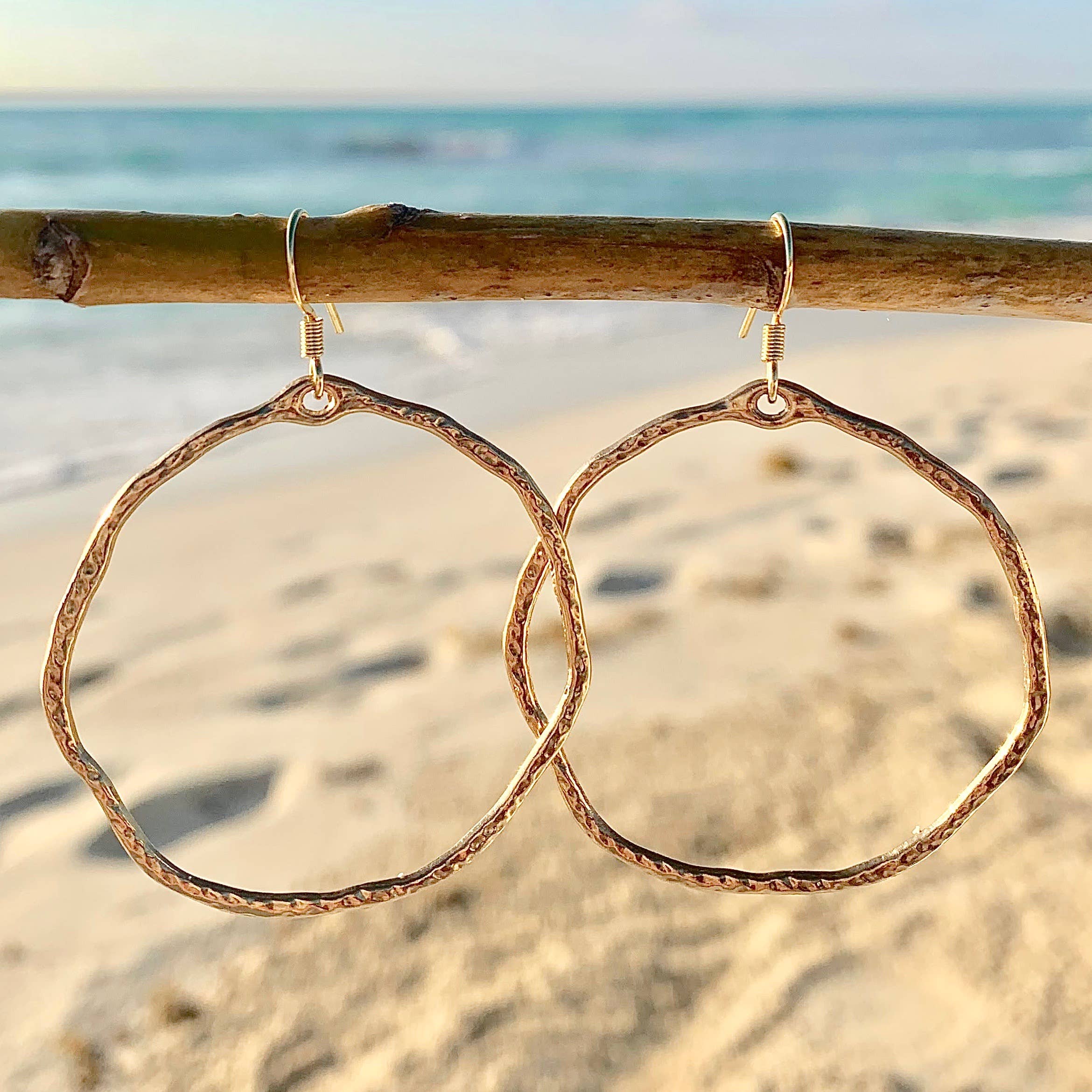 Large Gold Hammered Hoops