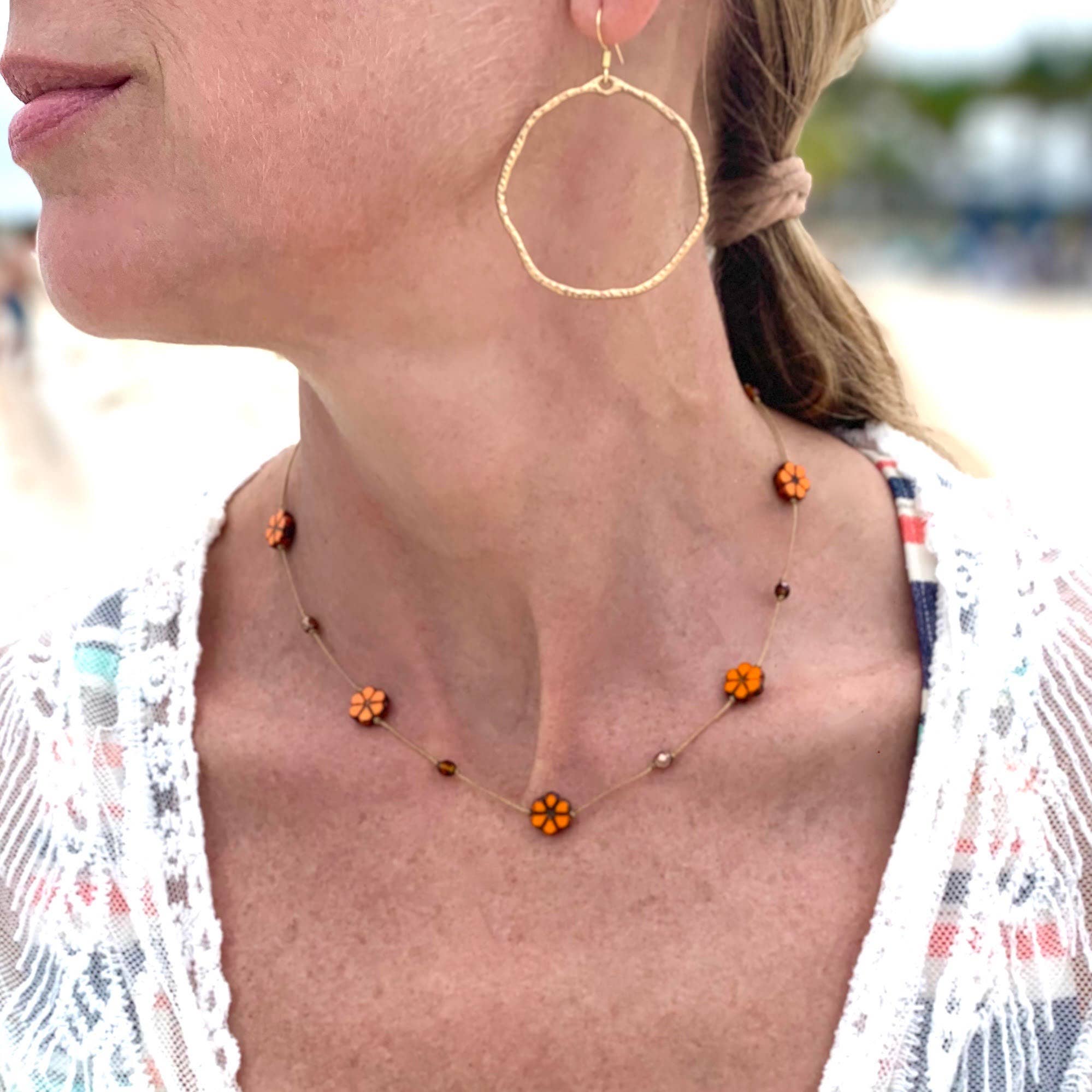 Large Gold Hammered Hoops