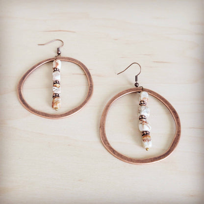 Western Copper Hoop Earrings w/ Sandstone Regalite