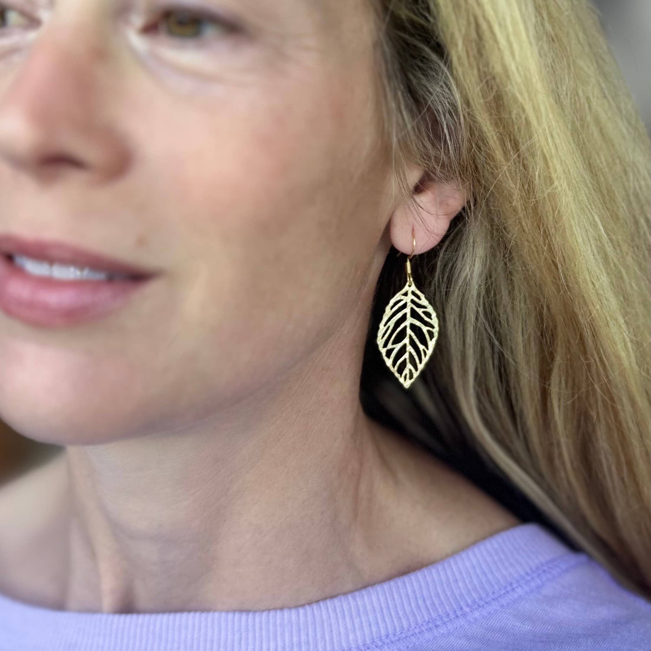 Brushed Gold &amp; Silver Orovale Leaf Earrings