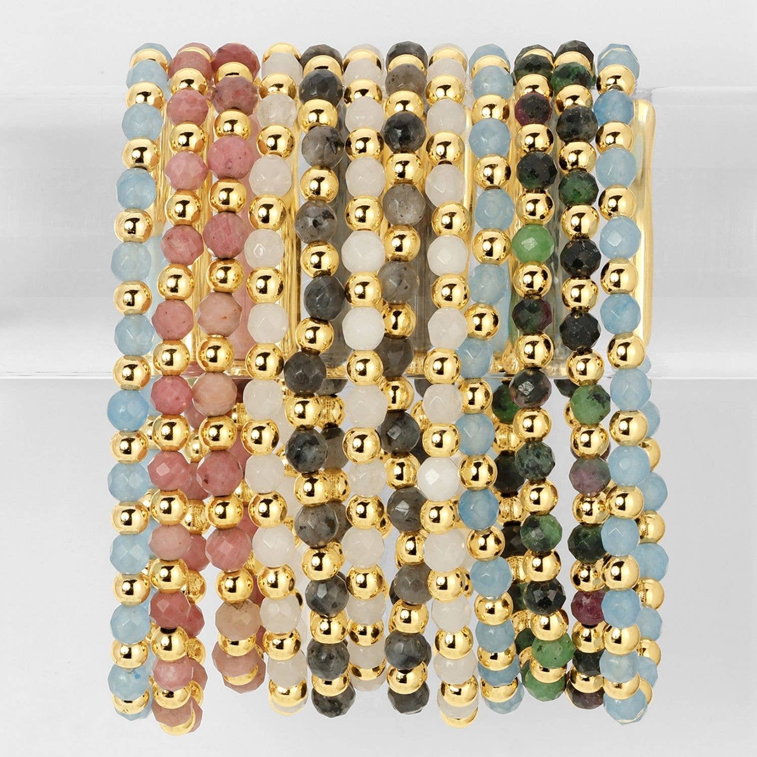 Stretch Stone &amp; Bead Bracelet