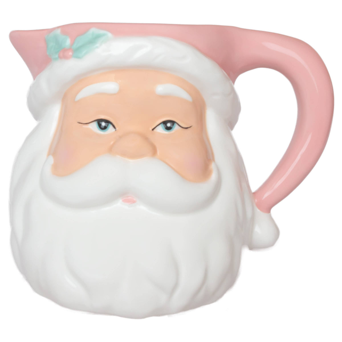54 oz Pink Santa Ceramic Pitcher Christmas
